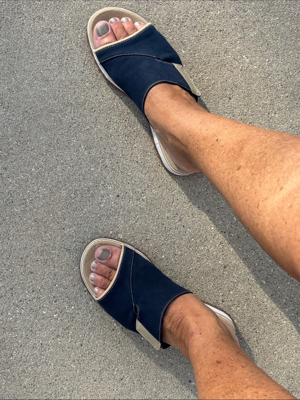 Clark’s Comfort Canvas Slip On Velcro Navy Slip-On Cushioned Sandals 9 9.5 10 - Picture 9 of 14
